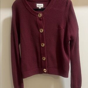Elegant Burgundy Button-Up Cardigan